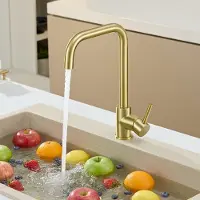 CECIPA MAX Keukenkraan - Hoge uitloop - 360° draaibereik - L-vormig - Mengkraan Keuken - Goud