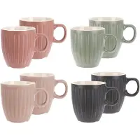 Excellent houseware Koffiemok / theemok Line - 8x - kleurenmix - 150 ml - mokken - kerammiek - tas