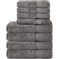 Komfortec Handdoekenset – Set van 8 - 4x Handdoek 50x100 cm en 4x Badhanddoek 70x140 cm - 100% Katoen - Antraciet grijs