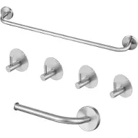 Auralum Max Badkamer Handdoekenrek - Accessoires - Handdoekenrek - Toiletrolhouder - Handdoekhaakjes - Roestvrij Staal - Set van 6 - Zilver