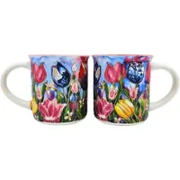 Ter Steege Koffiemokken - Geschenkset van 2 Koffiebekers - kleurrijke tulpen - Rick Triest - Typisch Hollands - souvenir