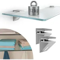 Tulup Glazen Wandrek - Zwevende Matglazen Wandplank - 60x13 cm - Wandplank Van Gezandstraald Glas Voor De Badkamer - Rechthoekige Wandplank Mat Gehard Glas - Matglazen Planchet Voor De Badkamer