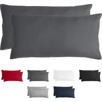 Komfortec Set van 2 Premium Kussenslopen 40x80 cm - Superzachte Kussenhoes – 100% - Geborsteld Polyester - 90g/m²- Antraciet