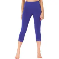 Merry Style MS-MS10-290-LE Dames Capri Leggings - Sport - Vrijetijdsbroek - 3/4 Lengte met Kant - Viscose - Sporbroek - Yogabroek - Kobalt - XS