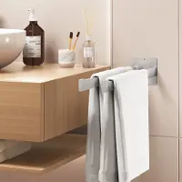 Auralum Max Handdoekrek - 40 cm - 2-armige RVS Handdoekhouder - Zelfklevend en Zonder Boren - Wandmontage - Handdoekenrek Badkamer - Geborstelde