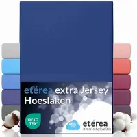 Etérea Himmlische Qualität etérea Extra Jersey Hoeslaken 90x200 - 100x220 cm - Oekotex - 100% katoen - bis 35 cm - Blauw