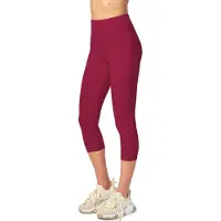 Merry Style MS-MS10-224-LE Dames Capri Leggings met Kant - Sport - Vrijetijdsbroek - 3/4 Lengte - Katoen - Claret - L