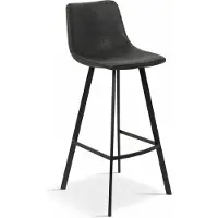 Huisenthuis.nl Barkruk Ferry Zwart - Kunstleer - Set van 2 - Geschikt voor kookeiland - Met rugleuning - Zithoogte 68 cm - Zitdiepte 35 cm