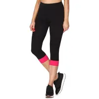 Merry Style Dames Leggings - Sport - Vrijetijdsbroek - ¾ Lang - Katoen - Zwart/Amarant - S - MS-MS10-379-LE