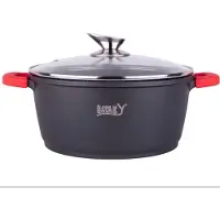 Bavary Kookpan - 28 cm - Non Stick Onderlaag - Glazen Deksel - Stoomgaatje in Deksel - Rode Oortjes