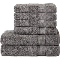 Komfortec Handdoekenset 4x handdoek 50x100 cm en 2x badhanddoek 70x140 cm - 100% Katoen - Antraciet grijs