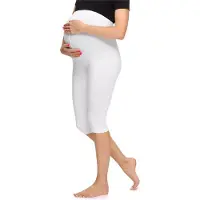 Merry Style Dames Leggings - Zwangerschapskleding - Capri - Viscose - MS-MS10-298-LE - Wit - XL