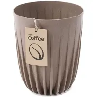 HowHomely Stripped ECO Wood - Bloempot - Latte - Met binnenpot - Lichtgewicht - Duurzaam composiet