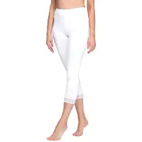 Merry Style MS-MS10-290-LE Dames Capri Leggings - Sport - Vrijetijdsbroek - 3/4 Lengte met Kant - Viscose - Sporbroek - Yogabroek - Wit - 3XL