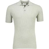 Born with Appetite Korte mouw polo grijs 3 knoops gebreid linnen
