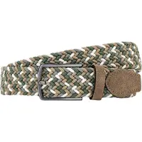 Lindenmann Lindemann beige groene riem gevlochten stretch stijlvol