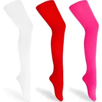 Merry Style Kinderen 3 Pack Panty - 60 DEN -Microvezel - Meisjes - Polyamide – Wit/Rood/Neon Roze – 128-134 – WL-010-3B