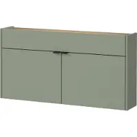 Huisenthuis.nl Opbergkast Eleonore Eiken - Groen - Breedte 110 cm - Hoogte 57 cm - Diepte 22 cm - Met lades - Met planken - Met openslaande deuren