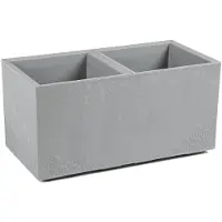 HowHomely Betonique Serie - Rechthoekige Bloempot - Grijs - Imitatie Beton - Op Wielen