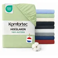 Komfortec Jersey Stretch Hoeslaken 90x200 cm - 23cm Matrasdikte- Rondom Elastiek - 100% Katoen - Groen