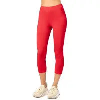 Merry Style MS-MS10-199-LE Dames Capri Leggings - Sport - Vrijetijdsbroek - 3/4 Lengte - Katoen - Sporbroek - Yogabroek - Rood - XS