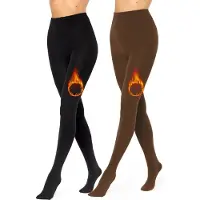Merry Style – Set 2x Thermo Panty - Winter panty - Fleece Panty - Zachte Panty - Fleece legging - Warme Panty – Zwart/Bruin - 3XL/4XL – MS-ATX-442-Tights-2B