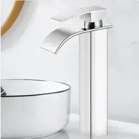 Auralum Max Wastafelkraan - Badkamerkraan - 320mm Hoge Uitloop - Watervalkraan Badkamer Kraan - Waterbesparend - RVS - Warm en Koud - Chroom