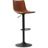 Huisenthuis.nl Barkruk Jeroen Cognac - Kunstleer - Set van 2 - Geschikt voor kookeiland - Met rugleuning - In hoogte verstelbaar - Zithoogte 61 - 83 cm - Zitdiepte 35 cm