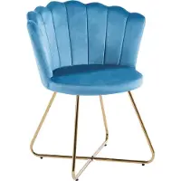 Huisenthuis.nl Stoel Chanelle Blauw - Fluweel - Set van 2 - Zithoogte 47.5 cm - Zitdiepte 48.5 cm