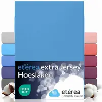 Etérea Himmlische Qualität etérea Extra Jersey Hoeslaken 90x200 - 100x220 cm - Oekotex - 100% katoen - bis 35 cm - Blauw
