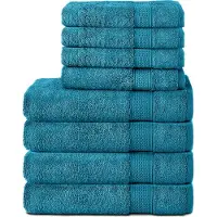Komfortec Handdoekenset – Set van 8 - 4x Handdoek 50x100 cm en 4x Badhanddoek 70x140 cm - 100% Katoen - Turquoise