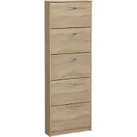 Huisenthuis.nl Schoenenkast Delphine Eiken - 15 paar schoenen - Breedte 58.5 cm - Hoogte 168.5 cm - Diepte 17 cm - Met kleppen