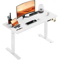 HOMAVO Zit-sta bureau 110 x 60 cm - Elektrisch in hoogte verstelbaar 70-117 cm - Anti-botsingstechnologie