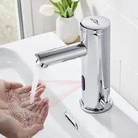 Auralum Max Wastafelkraan - Infrarood Badkamerkraan - Automatische Kraan met Sensor - Electrische Wastafelmengkraan - Toiletkraan - Warm en koud - Waterbesparend - Chroom