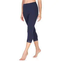 Merry Style MS-MS10-290-LE Dames Capri Leggings - Sport - Vrijetijdsbroek - 3/4 Lengte met Kant - Viscose - Sporbroek - Yogabroek - Marineblauw - L