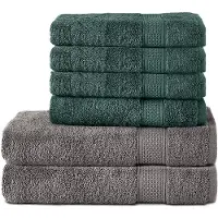 Komfortec Handdoekenset 4x handdoek 50x100 cm en 2x badhanddoek 70x140 cm - 100% Katoen - Antraciet&Donkergroen
