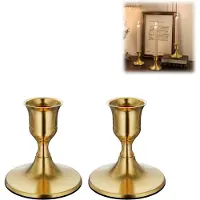 Sanorum 2 stuks - Kandelaars - Metalen kandelaars - Minimalistische stijl - Ideaal voor romantische tafels, bruiloftdecoraties, kaarsen - Goud