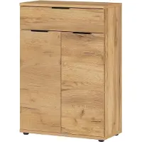 Huisenthuis.nl Schoenenkast Leonard Eiken - 16 paar schoenen - Breedte 75 cm - Hoogte 108 cm - Diepte 37 cm - Met lades - Met openslaande deuren