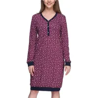 Merry Style Dames Nachtemd - Nachtjapon - Lange mouwen - Katoen - MS-MS10-179-ND - Wijnrood/Sterren - S