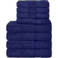 Komfortec Handdoekenset – Set van 8 - 4x Handdoek 50x100 cm en 4x Badhanddoek 70x140 cm - 100% Katoen - Marineblauw