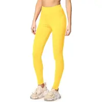 Merry Style MS-MS10-198-LE Dames Leggings - Sport - Vrijetijdsbroek - Lang - Katoen - Sporbroek - Yogabroek - Geel - M