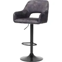 Huisenthuis.nl Barkruk Céline Antraciet - Velours - Set van 2 - Geschikt voor kookeiland - Ja - In hoogte verstelbaar - Zithoogte 62 - 83 cm - Zitdiepte 47 cm - Met armleuning