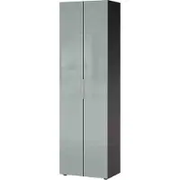 Huisenthuis.nl Garderobekast Mercurius Grijs - Grafiet - Breedte 59 cm - Hoogte 197 cm - Diepte 40 cm - Met planken - Met openslaande deuren
