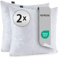 Komfortec Set van 2 Hoofdkussens 40x40 cm - Gewatteerd - Microvezel - Ademende Slaapkussens - Antiallergisch - Verstelbare Hoogte - Zacht & Licht.