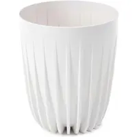 HowHomely Stripped Eco Serie - Witte Recyclaged Pot - UV-bestendig - Inclusief Inzetstuk