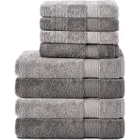 Komfortec Handdoekenset – Set van 8 - 4x Handdoek 50x100 cm en 4x Badhanddoek 70x140 cm - 100% Katoen - Antraciet&Gris