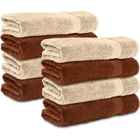 Komfortec handdoeken – Set van 8 - Badhanddoek 50x100 cm - 100% Katoen - Bruin&Beige