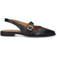 No Stress - Dames - Zwarte leren slingbacks - Maat 37
