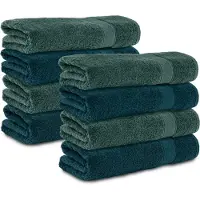 Komfortec 8x Handdoek 70x140 - 100% Katoen – Handdoekenset - Zacht - Petrol-Donkergroen