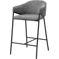 Huisenthuis.nl Barkruk Vieve Donkergrijs - Metaal - Ribstof - Set van 2 - Geschikt voor kookeiland - Met rugleuning - Zithoogte 66 cm - Zitdiepte 42 cm - Met armleuning